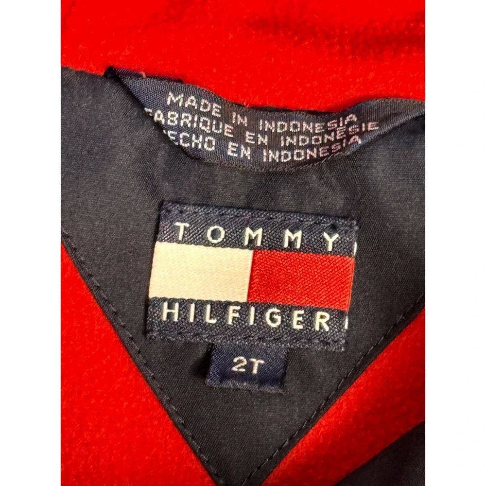 Tommy‎ Hilfiger Kids Navy Blue Fleece Lined Hooded Windbreaker Jacket 2T Vintage
